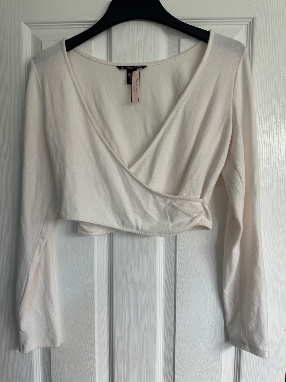 Victoria's Secret Cream Cropped Wrap Top